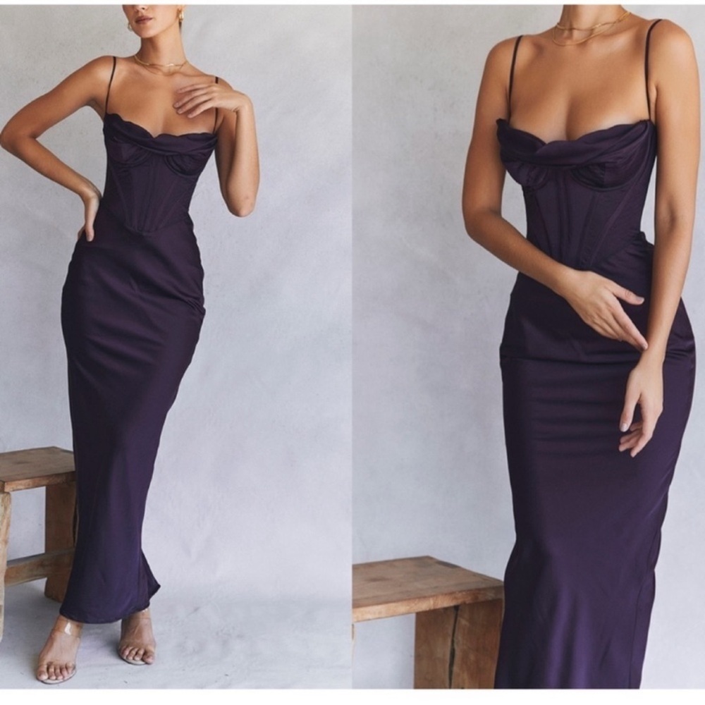 HOUSE OF CB Charmaine Corset Maxi Dress in Night Shade
